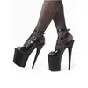 Schwarz Peep Toe Pole Dance Peep Toe Hohe Stripper Heels Gothic Gürtel Schnalle Plattform Sandalen Sexy Frauen Schuhe 20 cm große Größe Exotische