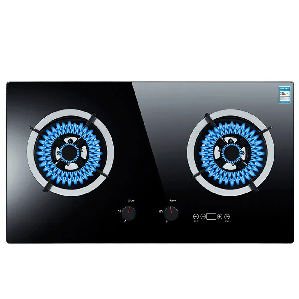 4000w Wärmestrom inländischer eingebetteter Gasherd Erdgas herd Flüssiggas kochfeld gehärtete Glasscheibe Doppel herd Kochfeld Image