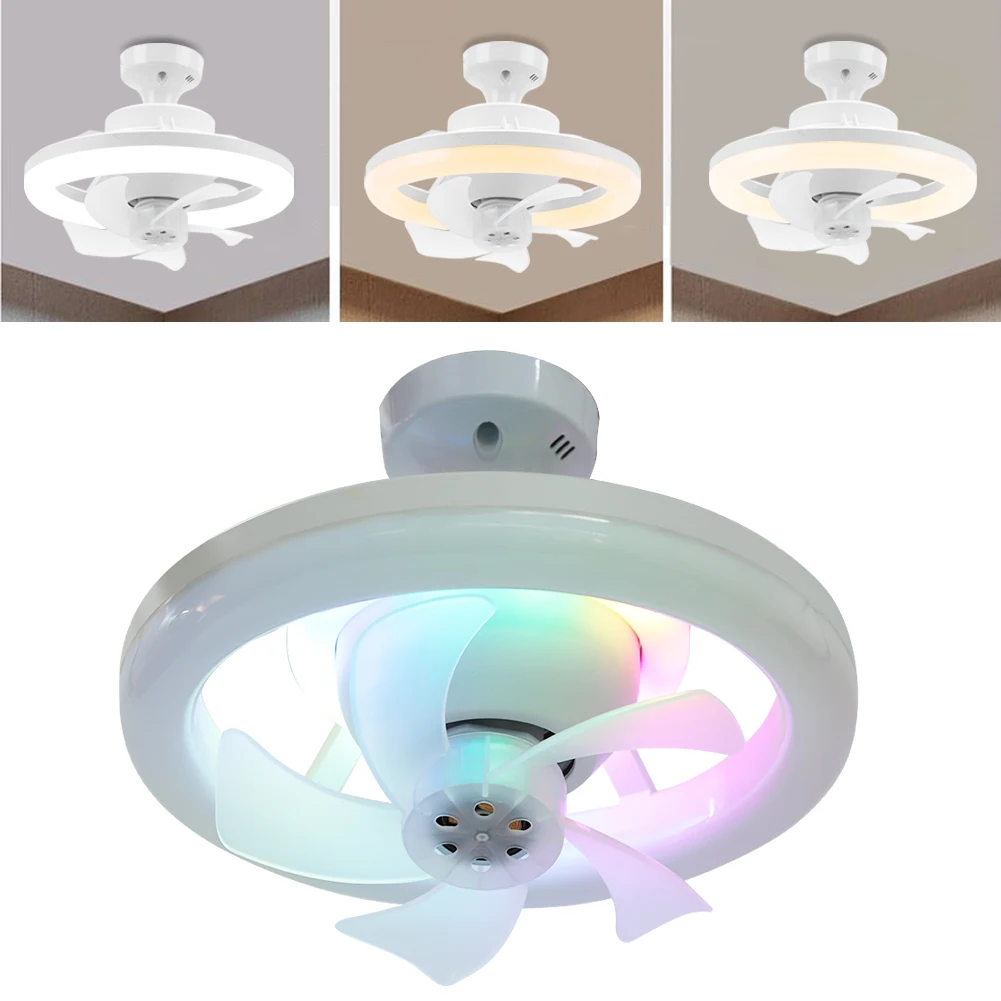 Low-Profile-Deckenventilatoren, Licht RGB/3 Farben, dimmbar, Fernbedienung, LED-Deckenventilator für den Innenbereich, Licht dimmbar, Low-Profile-Deckenventilator