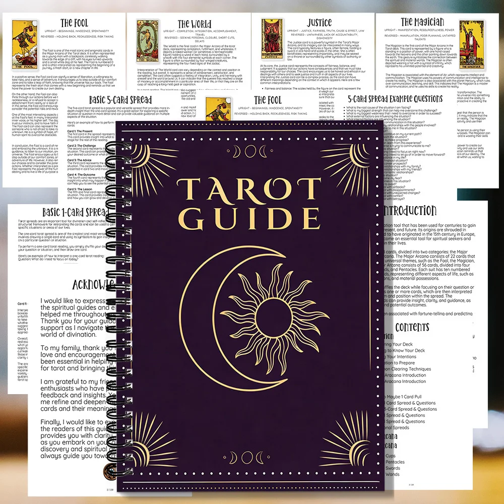 1 Stück Spiral-Notizbuch, Sun-Moon Merge Tarot Guide Spiral-Notizbuch, zum Studieren der Tarot-Balance-Energie-Doppelinterpretationen, ideal Image