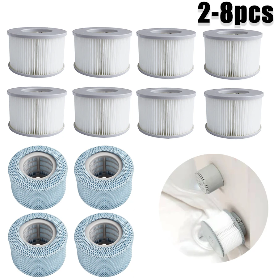 2–8 Stück Schwimmbadfilter für MSPA aufblasbare Whirlpool-Spa-Badewanne, Wasserfilterkartusche, Pumpen-Ersatzset, M-Spa-Schwimmbad