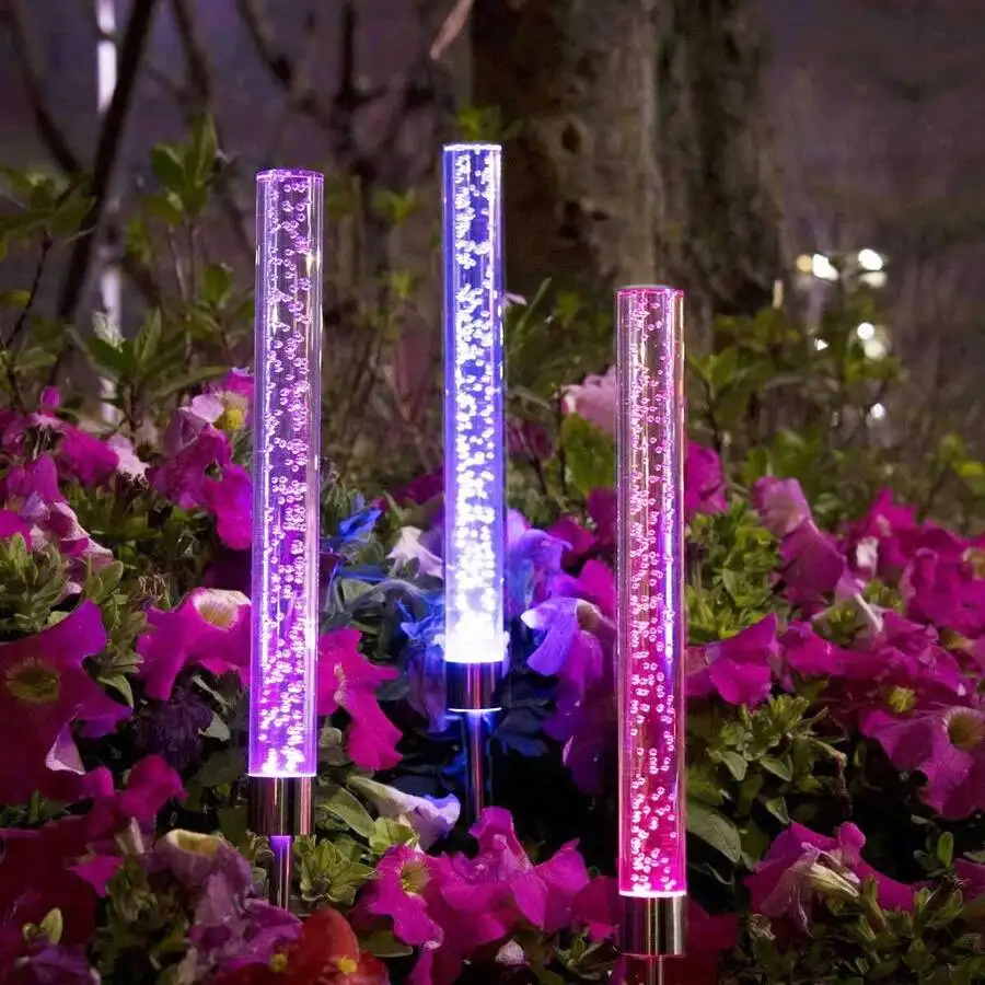 Solar Colored Acrylic Bubble Sticks, LED Outdoor Garden Bubble Stick Decorative Light,Suitable For Decorating Gardens,Parties