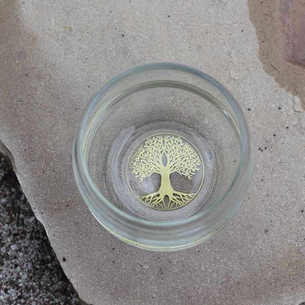 Trinkbecher Mythos | Lebensbaum Affirmation in Gold am Boden