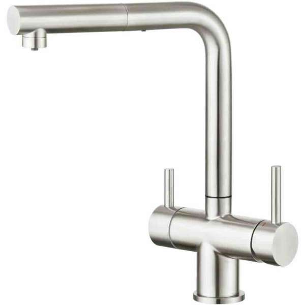 Wasserhahn 3in1 | Hydroselect mit ausziehbarer Brause (Edelstahl)