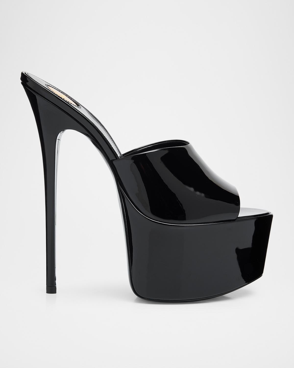110mm Kika Patent Leather Platform Mules