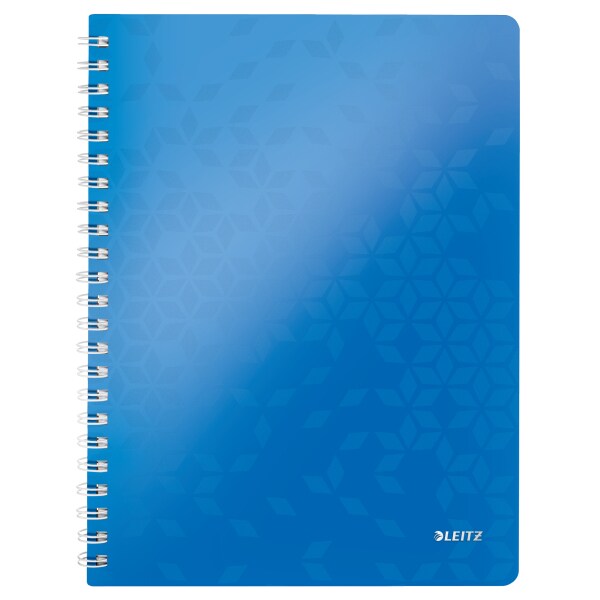 LEITZ Collegeblock WOW A4, liniert, blau, 4-fach gelocht, spiralgebunden, 80 Blatt, 80 g/qm, Sichthülle, 307 x 240 x 20 mm Image