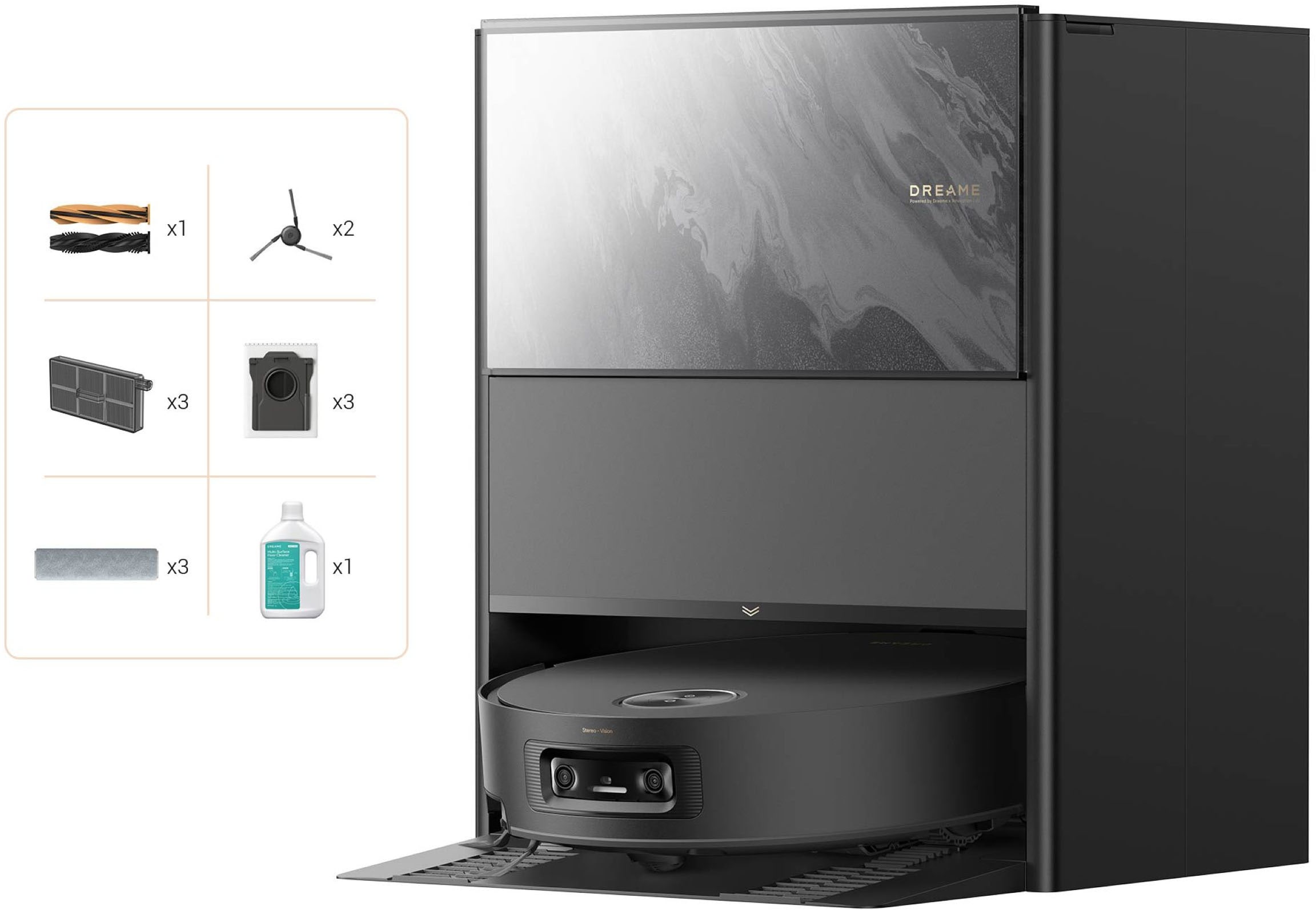 DREAME Nass-Trocken-Saugroboter "Aqua10 Ultra Track Complete", schwarz, B:42cm H:50cm T:44cm, Saugroboter, Warmwasser-Wischsystem, überwindet Hindernisse, 25.000 Pa Saugkraft