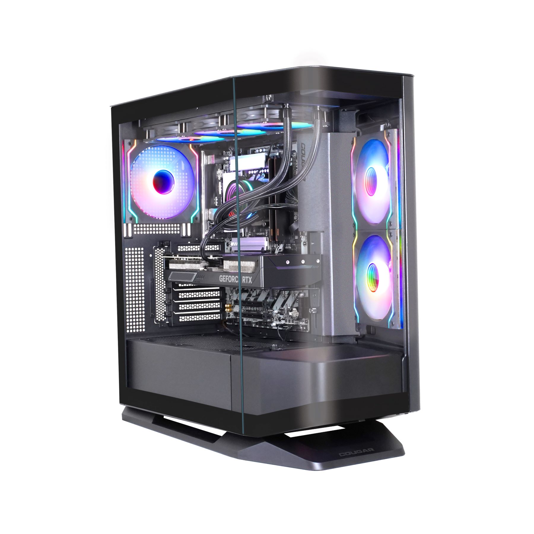 COUGAR Gaming-PC "FV270 BK 8069 AMD Ryzen 7 9700X 32GB DDR5 1TB SSD RTX 5070", schwarz, Microsoft Windows 11 Home (64 Bit), 32 GB RAM 1.000 GB SSD, Desktop-PCs, Windows 11, DDR5 RAM, Wasserkühlung Image