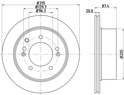 Hella Bremsscheibe [Hersteller-Nr. 8DD355112-821] für Kia Image