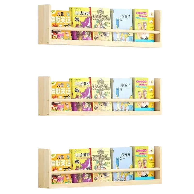 Libreria per Bambini in Legno Massello da Parete Scaffale Semplice Piccola Libreria Scaffale da Parete per Stoccaggio