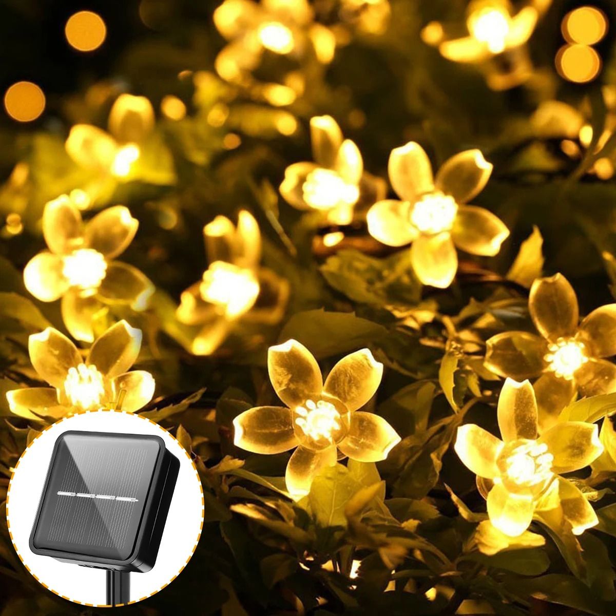 Solar Cherry Blossom Waterproof String Lights warm Light