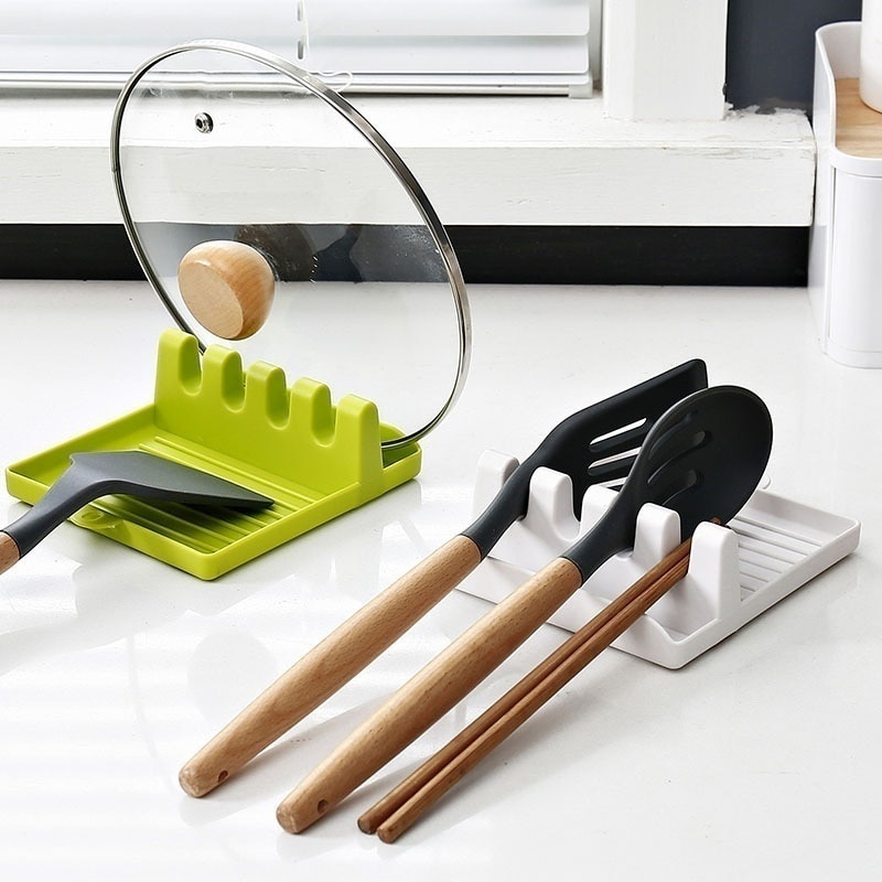 Non Slip Kitchen Spoon & Fork Holder Rack Plastic Organizer For Spatulas, Chopsticks & More white