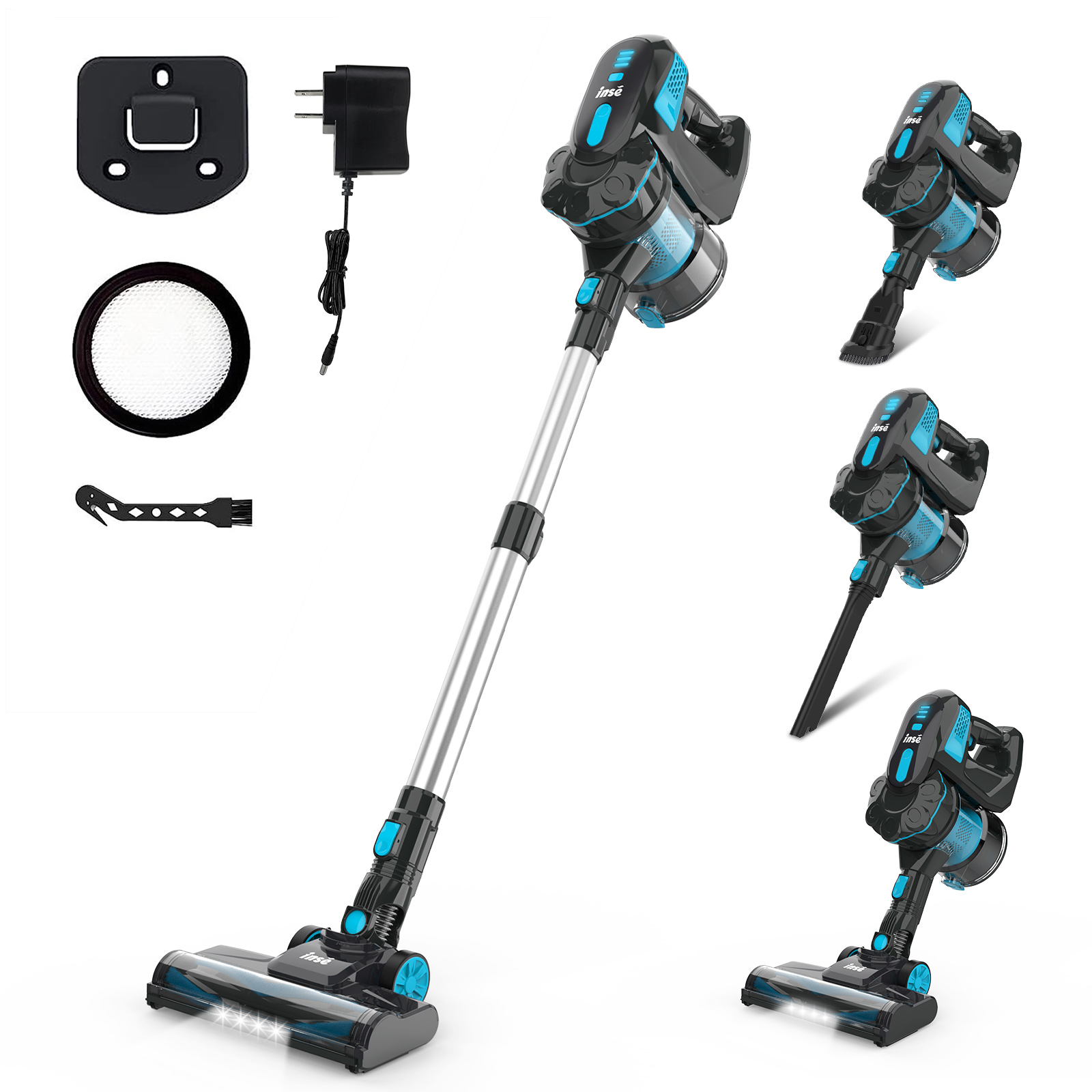 Cordless Stick Vacuum For Household Cleaning Portable, Long Runtime Vacuum Cleaner blue