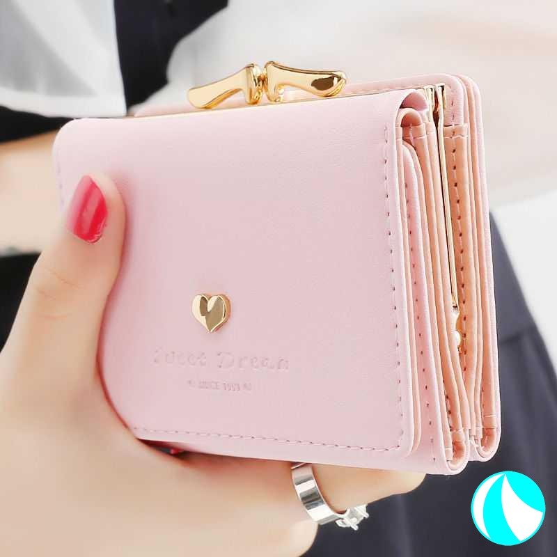 Mini Heart Wallet For Women Fashionable Coin Purse & Card Holder pink