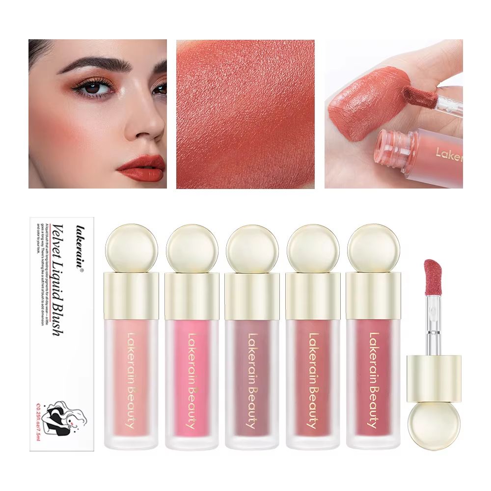 VelvetGlow Liquid Blush Soft Matte Liquid Cream Blush For Natural Pink Cheek Color bright Dewy Pink