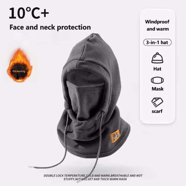 ArcticShield Polar Fleece Balaclava Hood Windproof Winter Face Mask With Neck Cover black