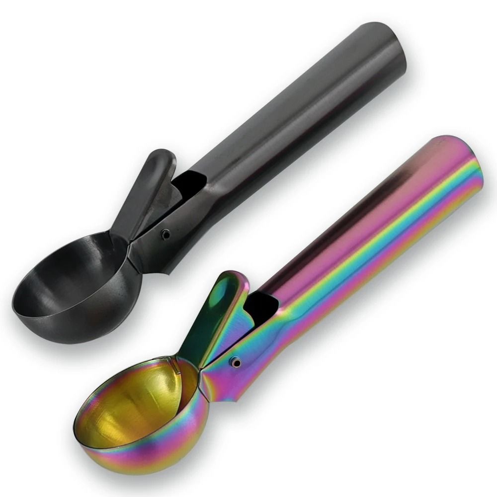 Stainless Steel Ice Cream Scoop With Trigger And Anti Freeze Handle For Gelatos And Sundaes green