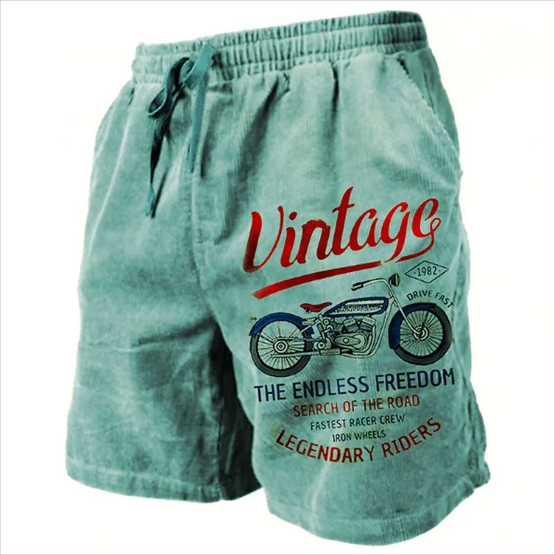 Mens Vintage Motorcycle Print Beach Swim Shorts a 6xl