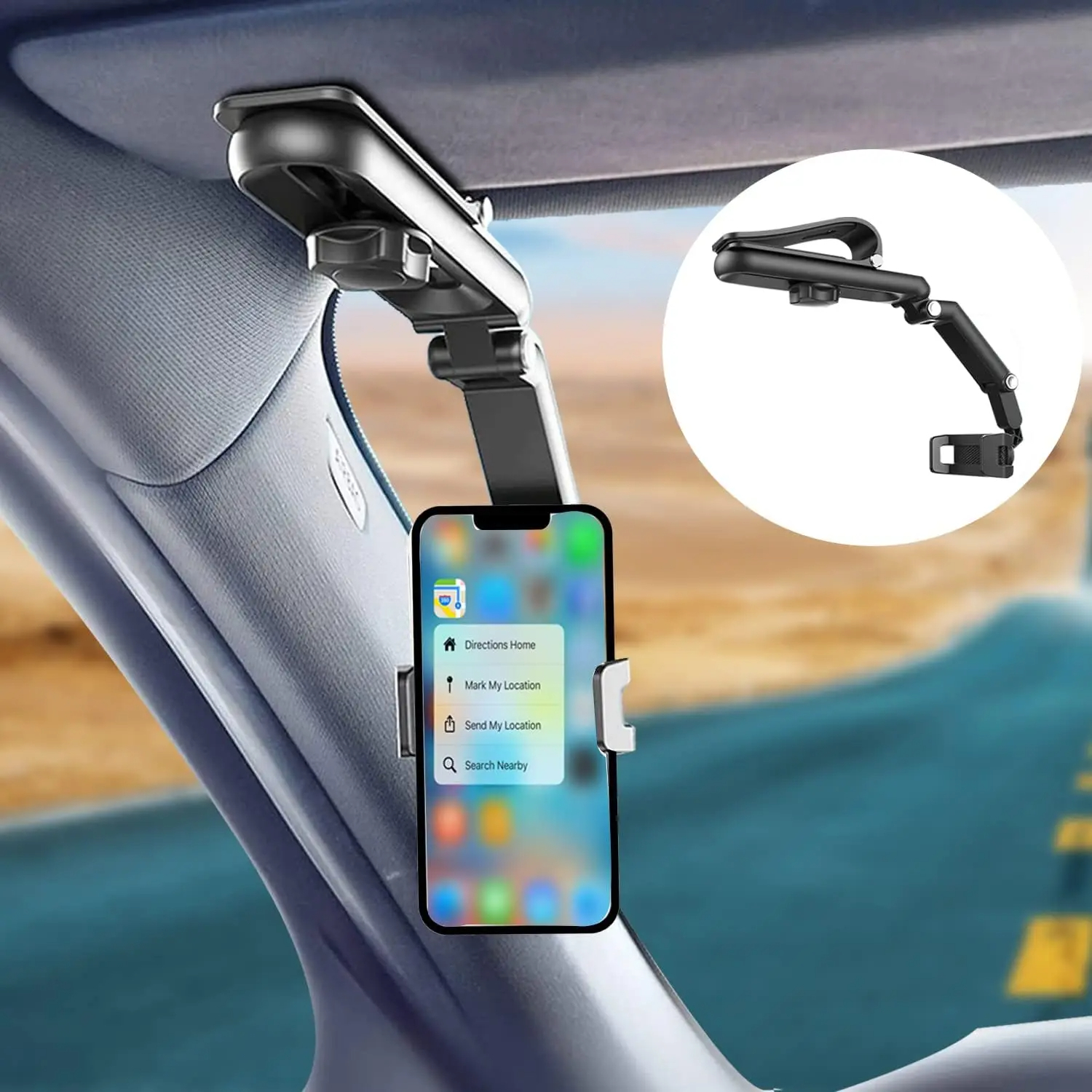 Rotating Sun Visor Phone Holder For Car Multifunctional Cell Phone Mount green