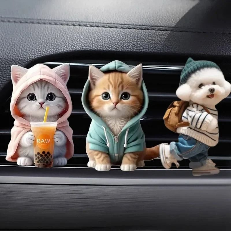Cute Cat Car Air Freshener Vent Clip Aromatherapy Diffuser Decor pink