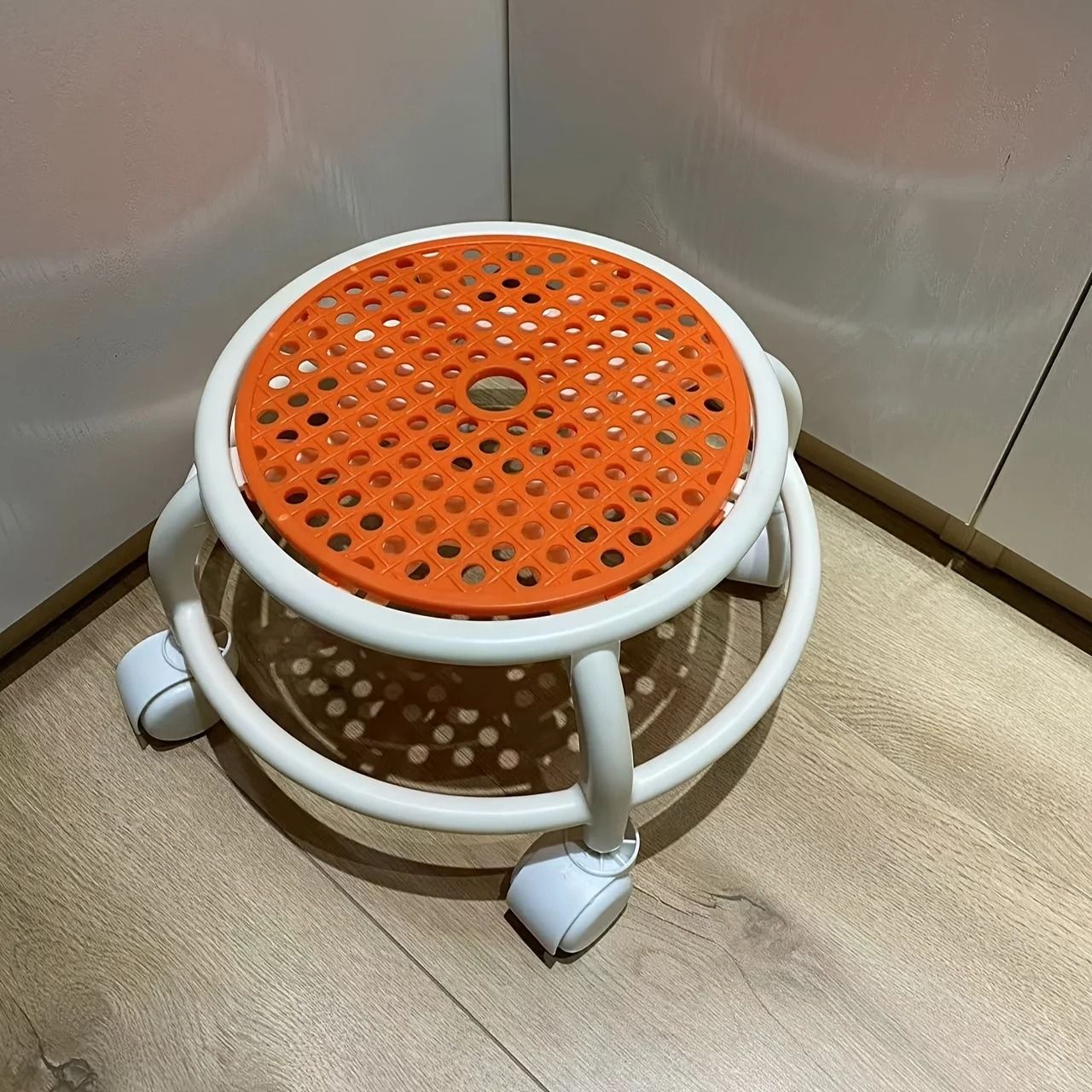 Silent Rotating Circular Rolling Stool yellow
