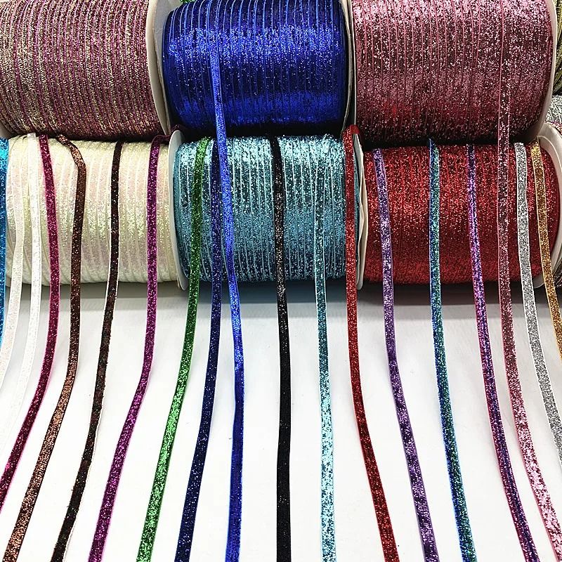 6mm Glitter Velvet Ribbon | Professional Single Face Non Elastic Headband & Bow Decoration 04