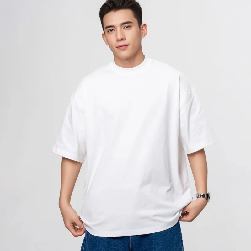 Heavy Weight Men's Cotton T Shirt Breathable, Comfortable Wear white l