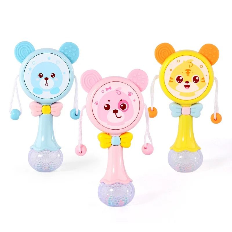 2025 Flashing Musical Rabbit Hand Bell Early Educational Teether Rattle Toy (0 12M) yellow 406
