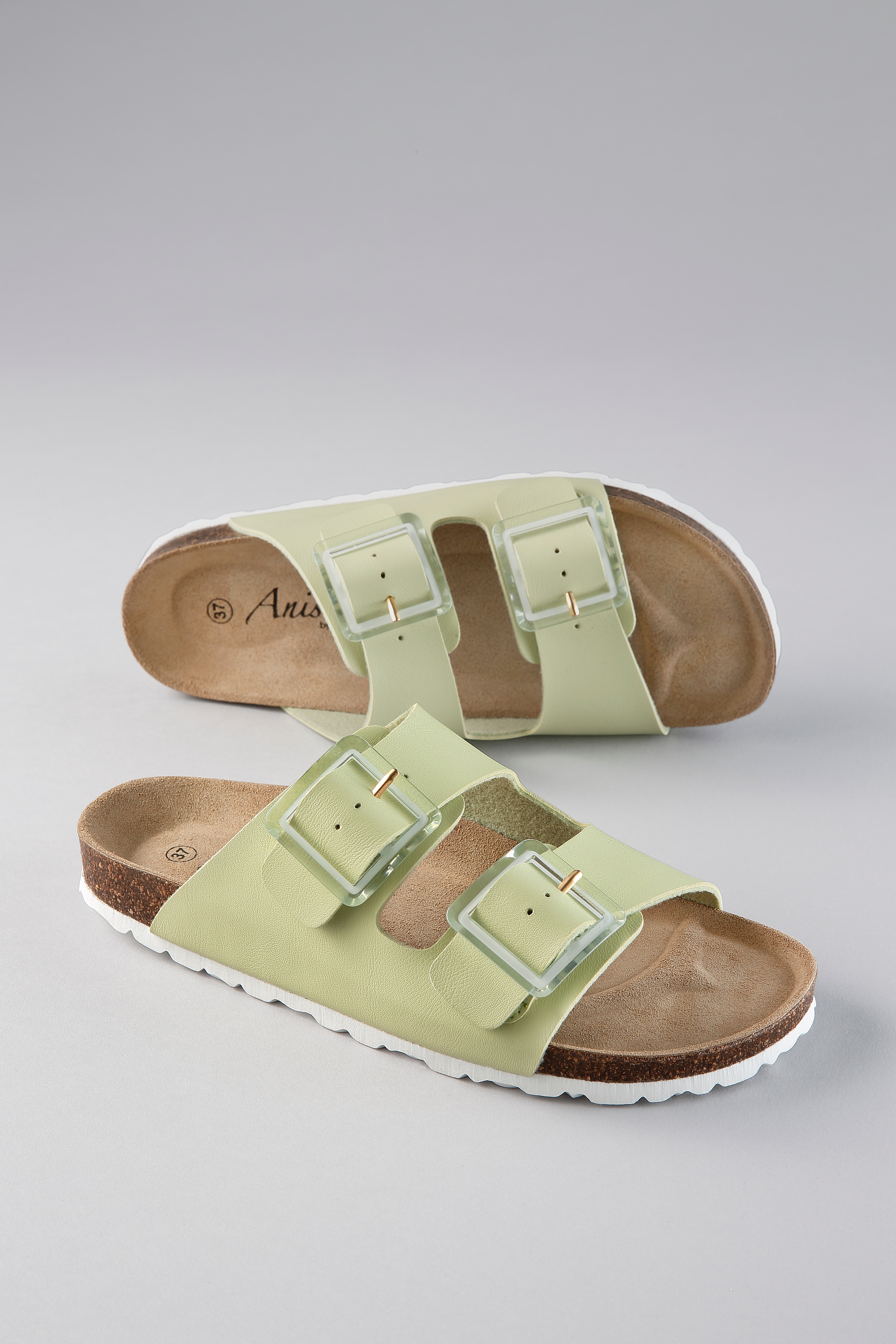 Pantolette ANISTON SHOES, Damen, Gr. 40, lindgrün, Lederimitat, Schuhe Pantolette, Sommerschuh, Hausschuh, Strandschuh - NEUE KOLLEKTION