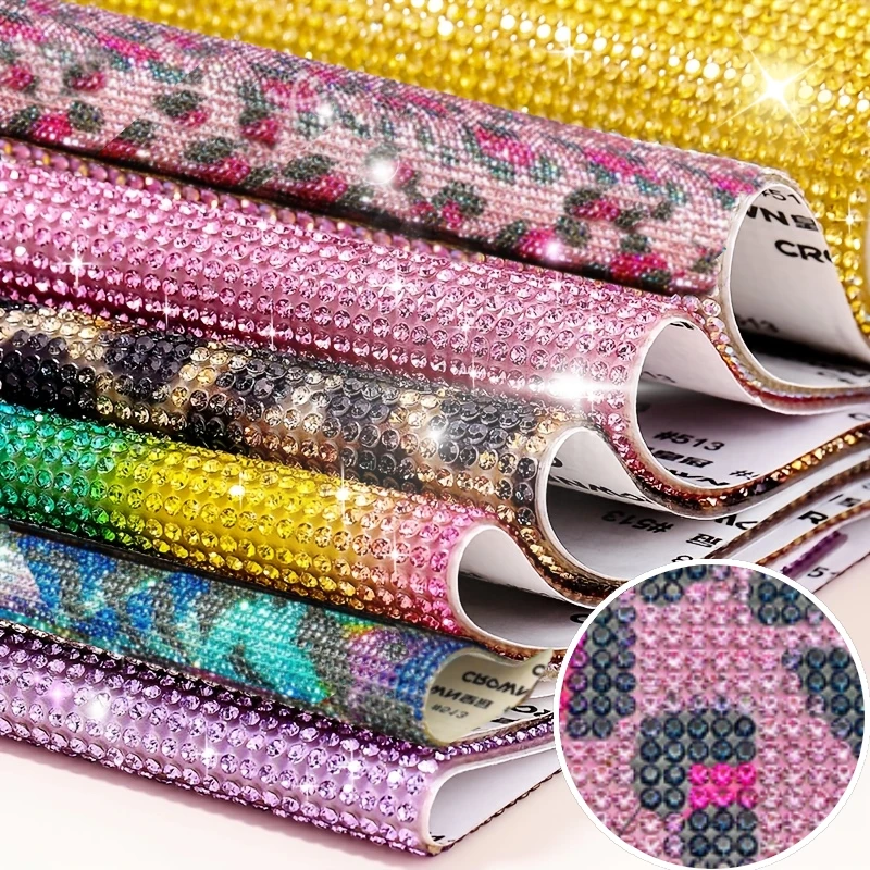 Selbstklebende Strass-Kristall-Glitzer-Aufkleber DIY Diamant-Druck-Sticker für Handy Laptop Auto Kunsthandwerk Heim-Deko Aufkleber Image