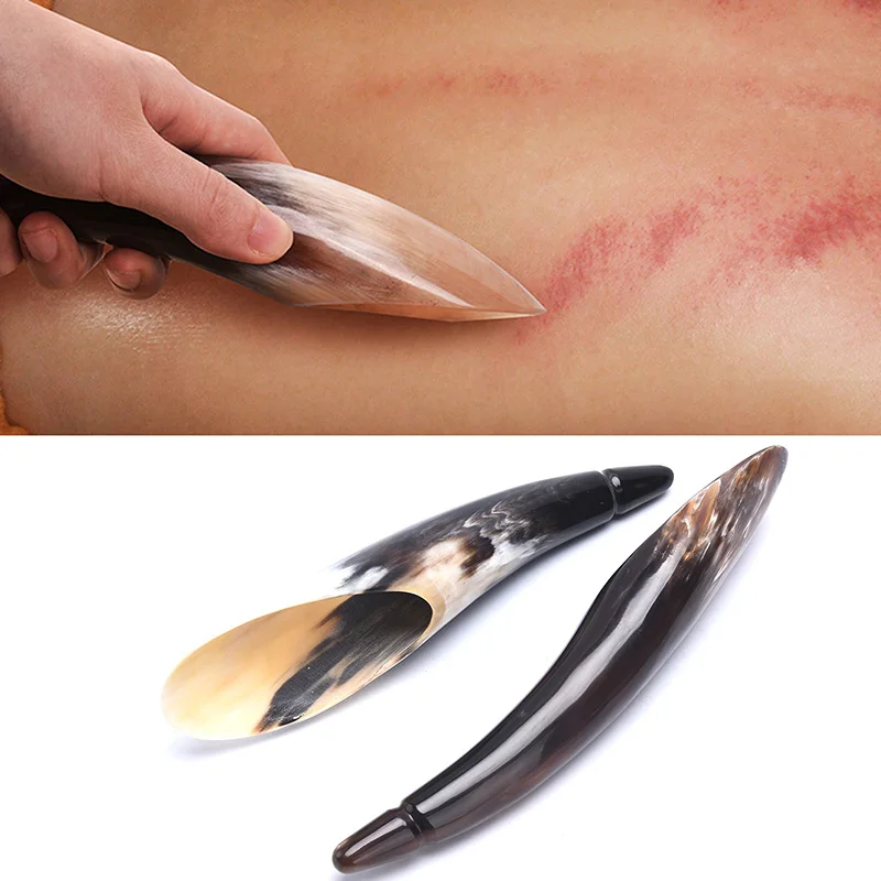 1 Stück natürliche Büffelhorn Guasha Board Spa Scrap ing Platte Gua Sha Massage Tool Scrap ing Board Gesundheits wesen Image