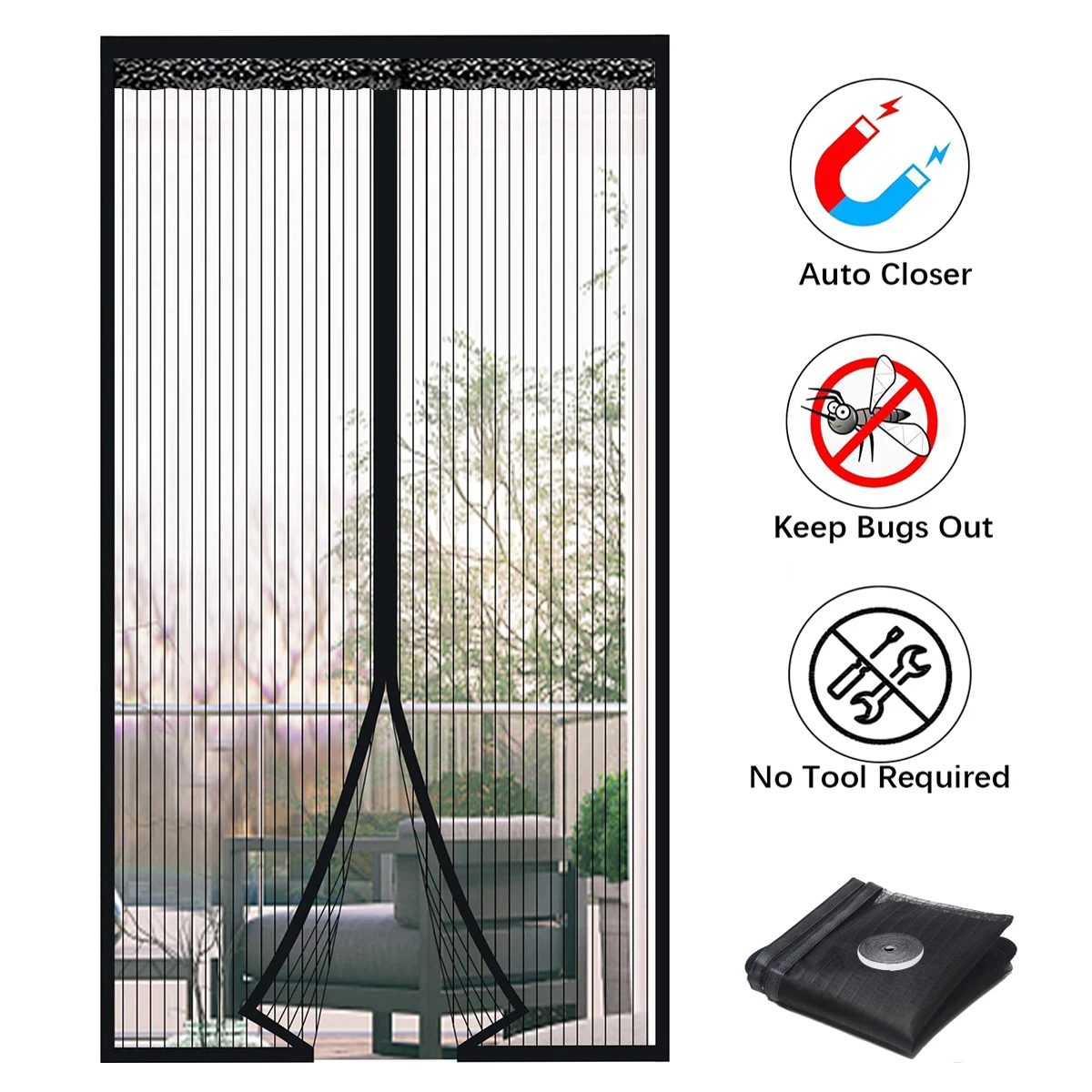 Magnetischer Fliegengittervorhang, Insektenschutz-Netzvorhang, Magnetische Versiegelungsvorrichtung für Fenster- und Türgitter