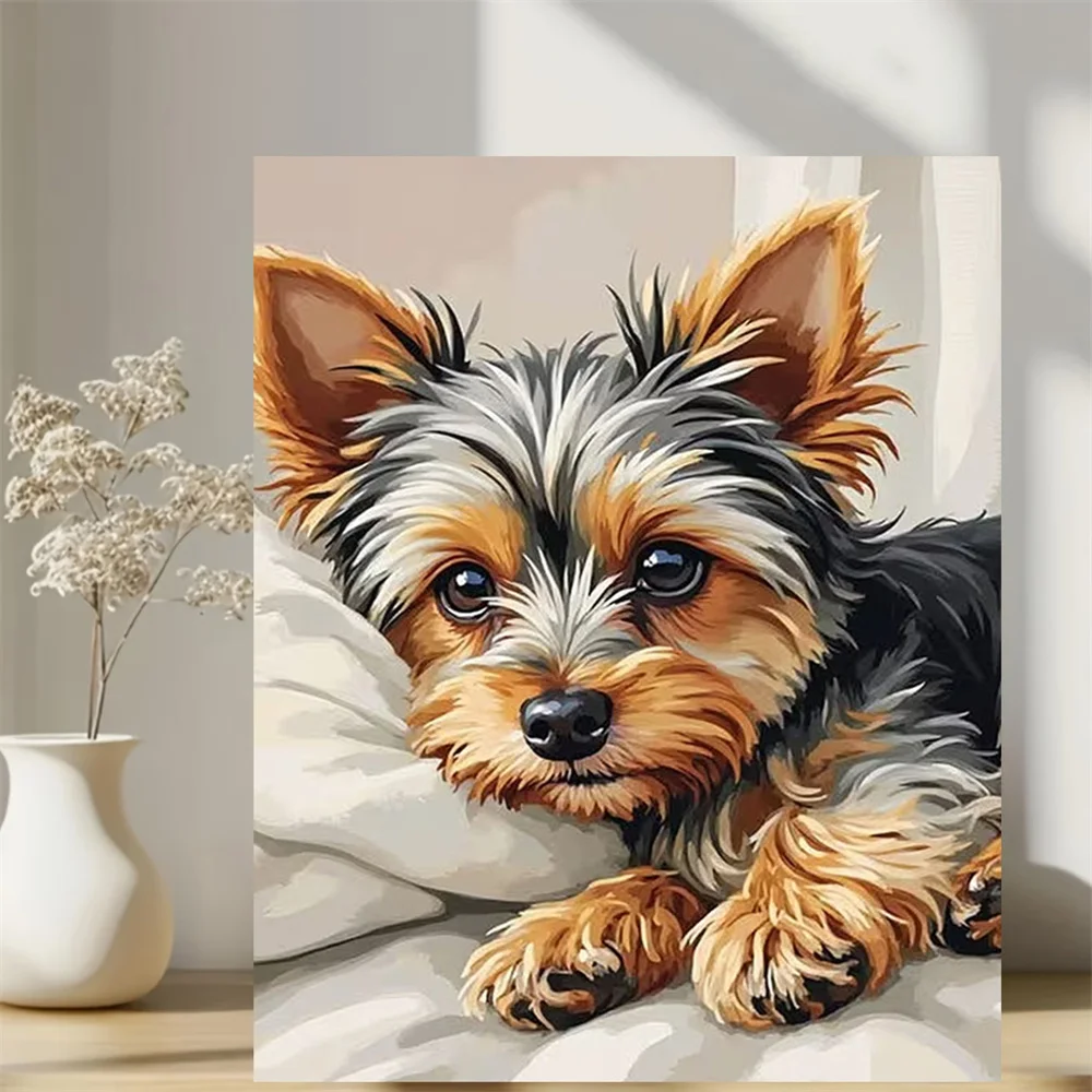 AZQSD Diamant-Mosaik Hund Tier Kunstharz Quadratische Strass-Bilder Handarbeiten Wanddekoration für Zuhause