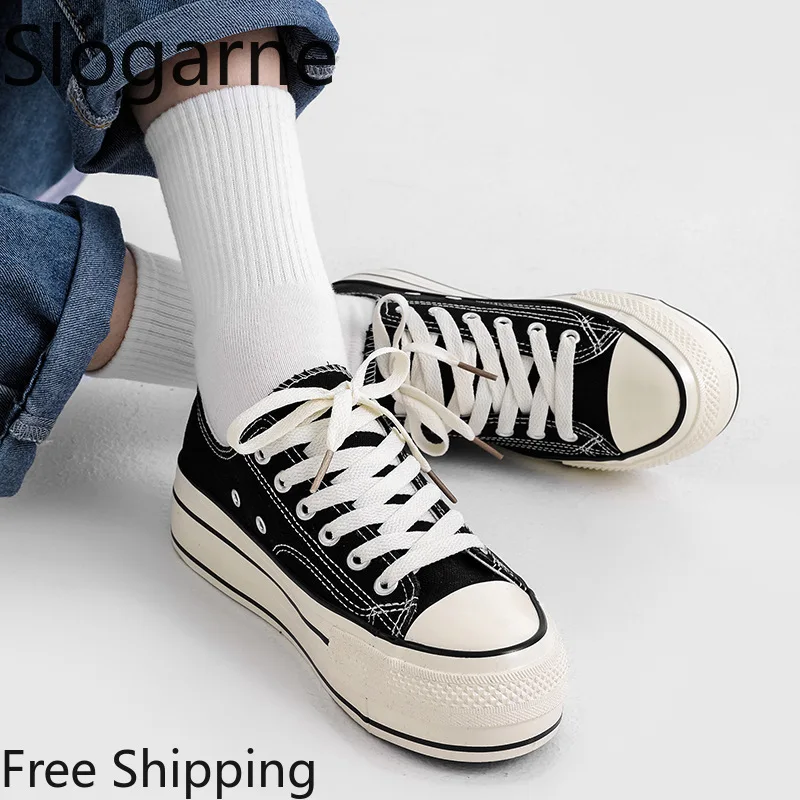2026 Neue Studenten Frühling Herbst Sneakers Mädchen 4CM Dicke Sohle Unsichtbare Höhenerhöhung Canvas-Schuhe Damen Freizeit Sportschuhe