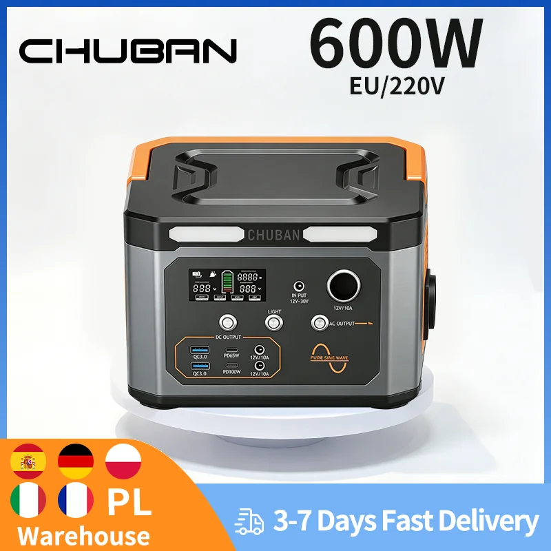 Station d'alimentation portable 600W AC 220V, générateur solaire, station de charge d'urgence pour camping-car, camping, voyages, panne de courant