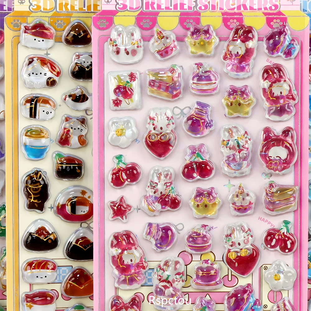 Mini Japanischer Stil Cartoon 3D Drop-Relief-Aufkleber DIY Scrapbooking Journaling Schreibwaren Tagebuch Deko Schule Niedliche Aufkleber Image