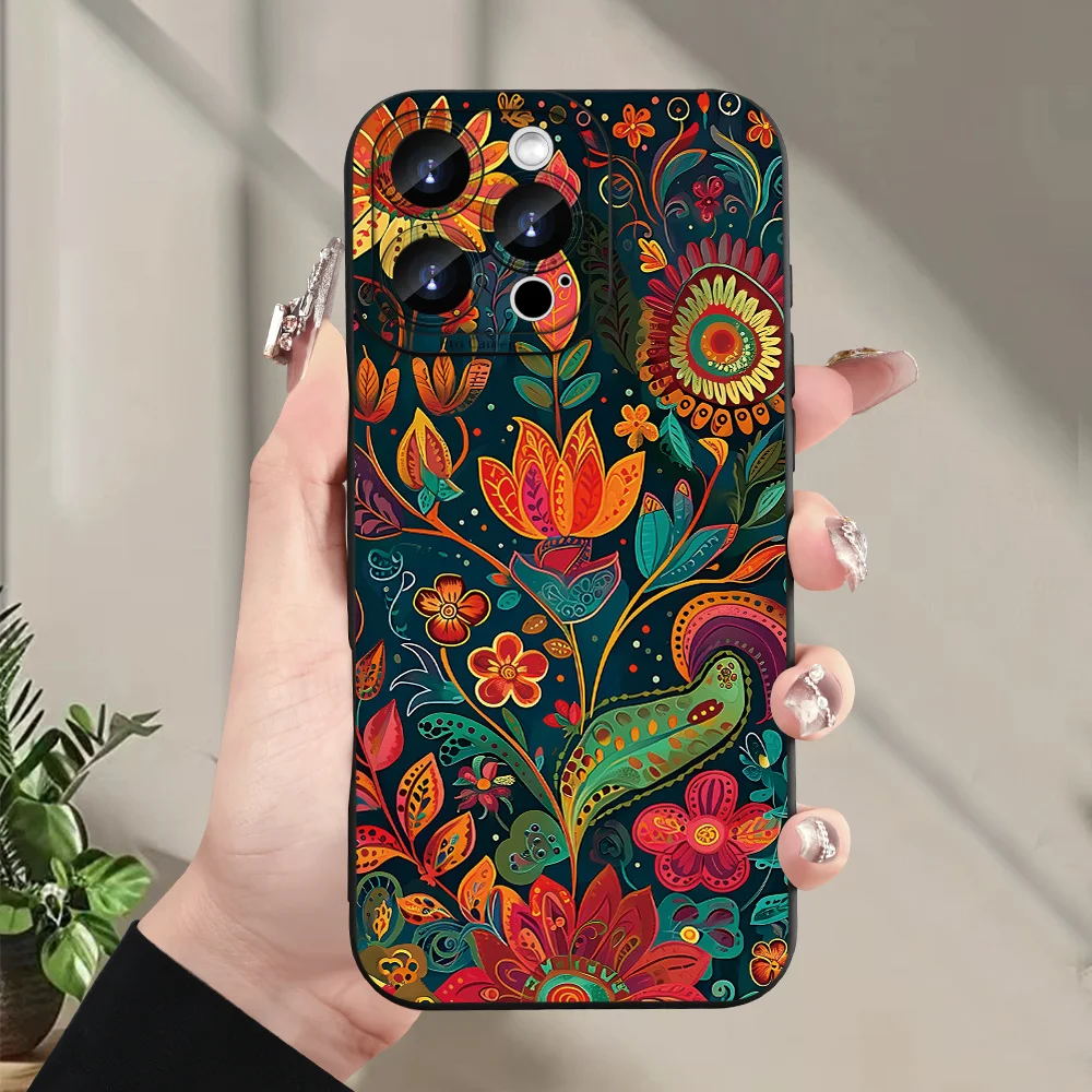 Custodia per telefono con motivi floreali creativi per iPhone 17 16 15 14 13 12 11 Pro Max X XS XR 7 8 Plus 17 Air Paraurti Custodia morbida in silicone