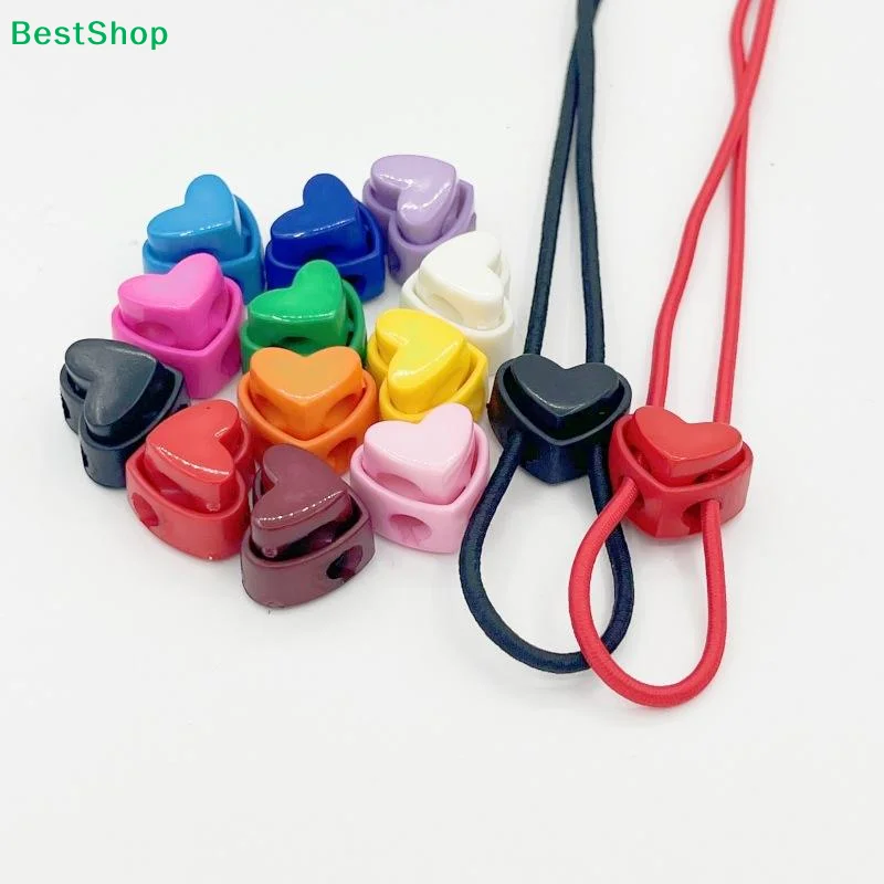 Bunte herzförmige Kordelstopper – wiederverwendbare Kordelstopper für Taschen, Kleidung und Accessoires (verschiedene Farben) Image