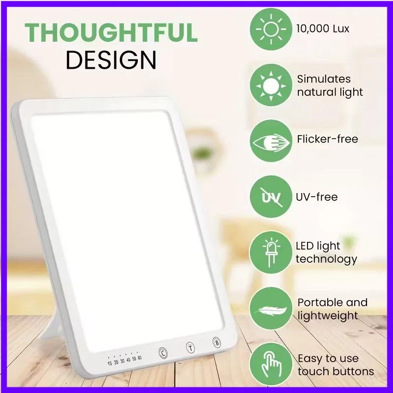 Lampe LED lumière du jour veilleuse 10000 Lux lampe triste fonction de mémoire lumière du soleil naturelle 3 couleurs lumières pour usage domestique et au bureau