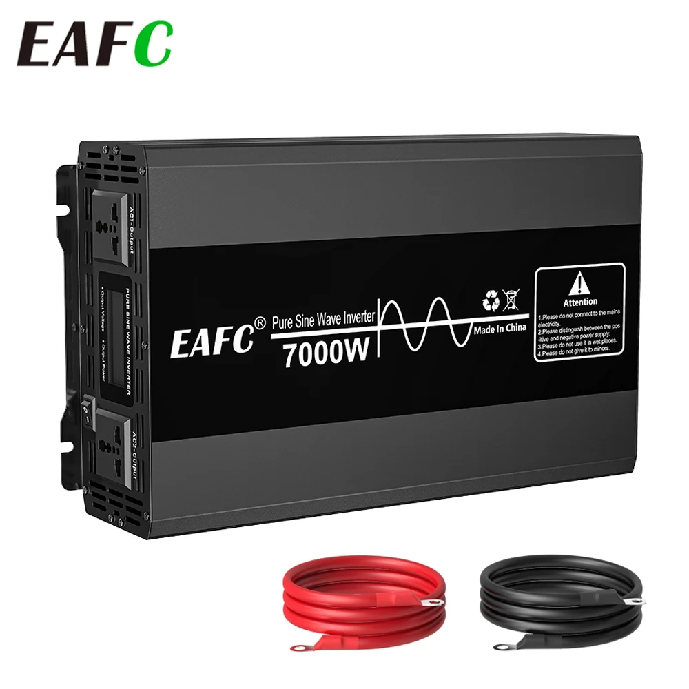 EAFC Reiner Sinus-Wechselrichter für Autos, 4000W 5000W 7000W, DC 12V zu AC 220V, tragbarer Stromversorgungskonverter, Auto-Solar-Wechselrichter Image