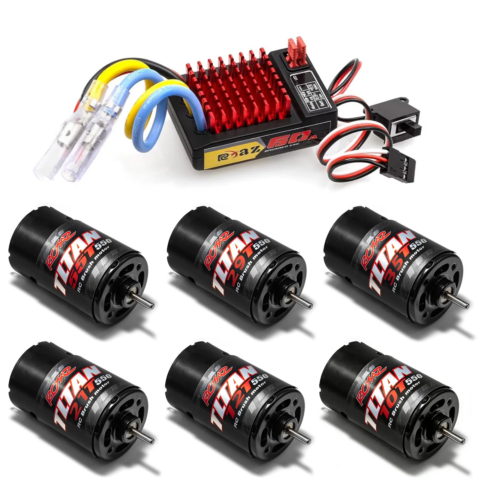 RC Brushed Power Set 550 Motor 60/320A ESC BEC 6V/2A Geeignet für 1/10 RC Crawler TRX4 TRX6 Axial SCX10 II III Redcat Gen7 Image