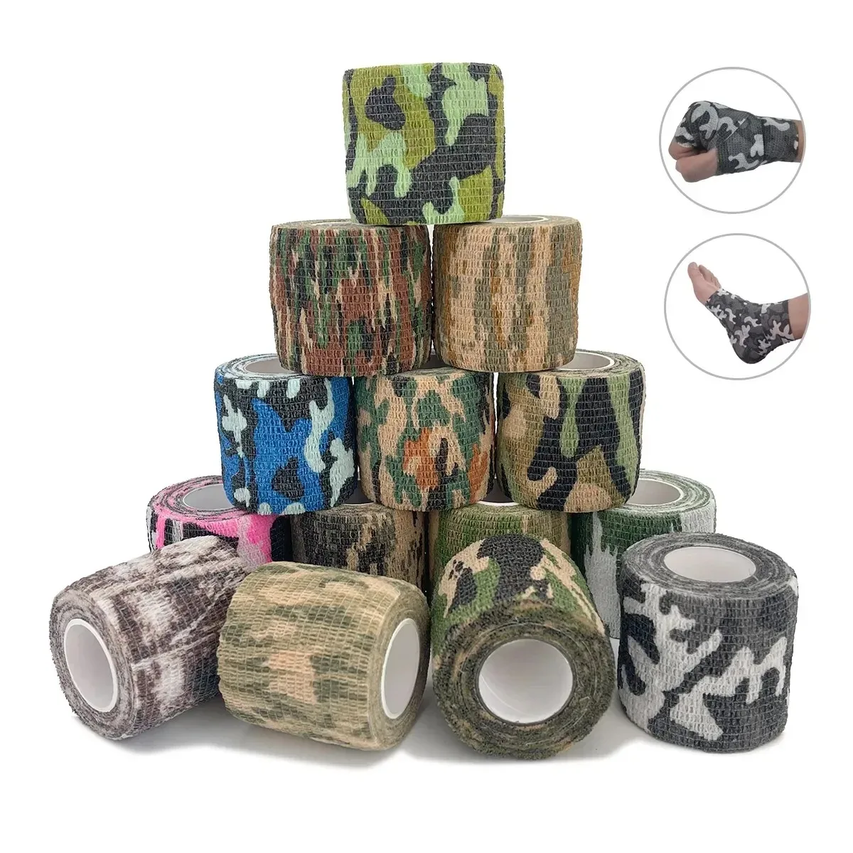 4,8 m Jagd-Verkleidung Hansaplast Camouflage elastisches Wickelband selbstklebender Sportschutz Knöchel Knie Finger Arm Bandage Image