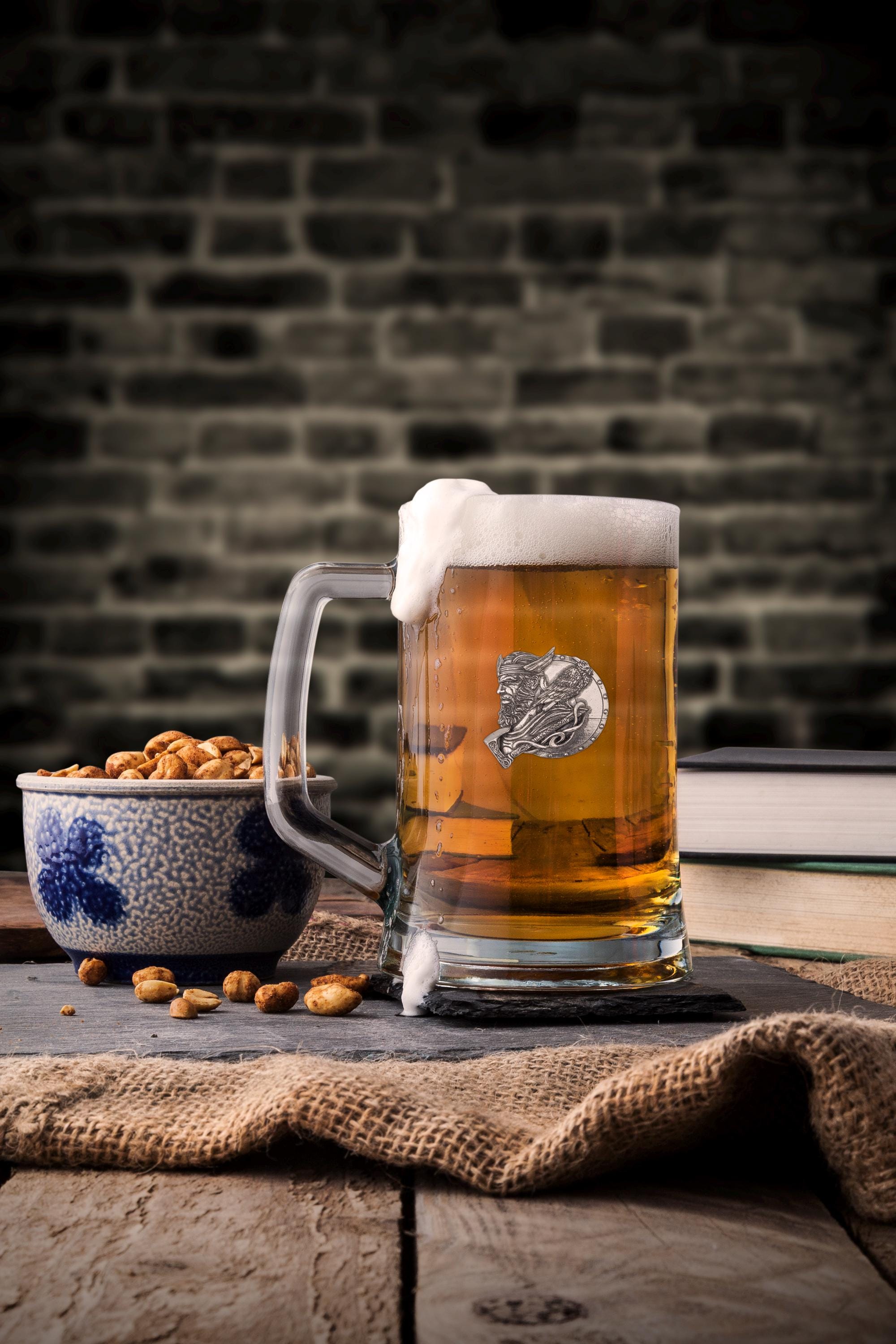 Boccale da birra vichingo personalizzato / Boccale vichingo Odino / Boccale vichingo in vetro / Boccale da birra personalizzato in vetro / Boccale da