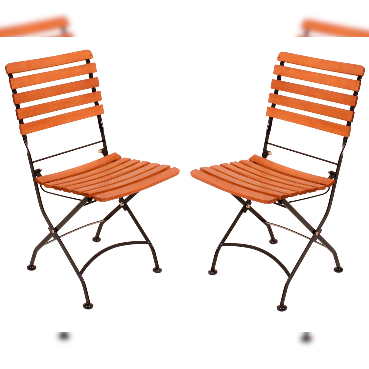 DELUKE Gartenstuhl 2er Set ARVID - Eukalyptus, Hellbraun | Klappstuhl Wetterfest Gartenstühle Outdoor Balkonstühle Image