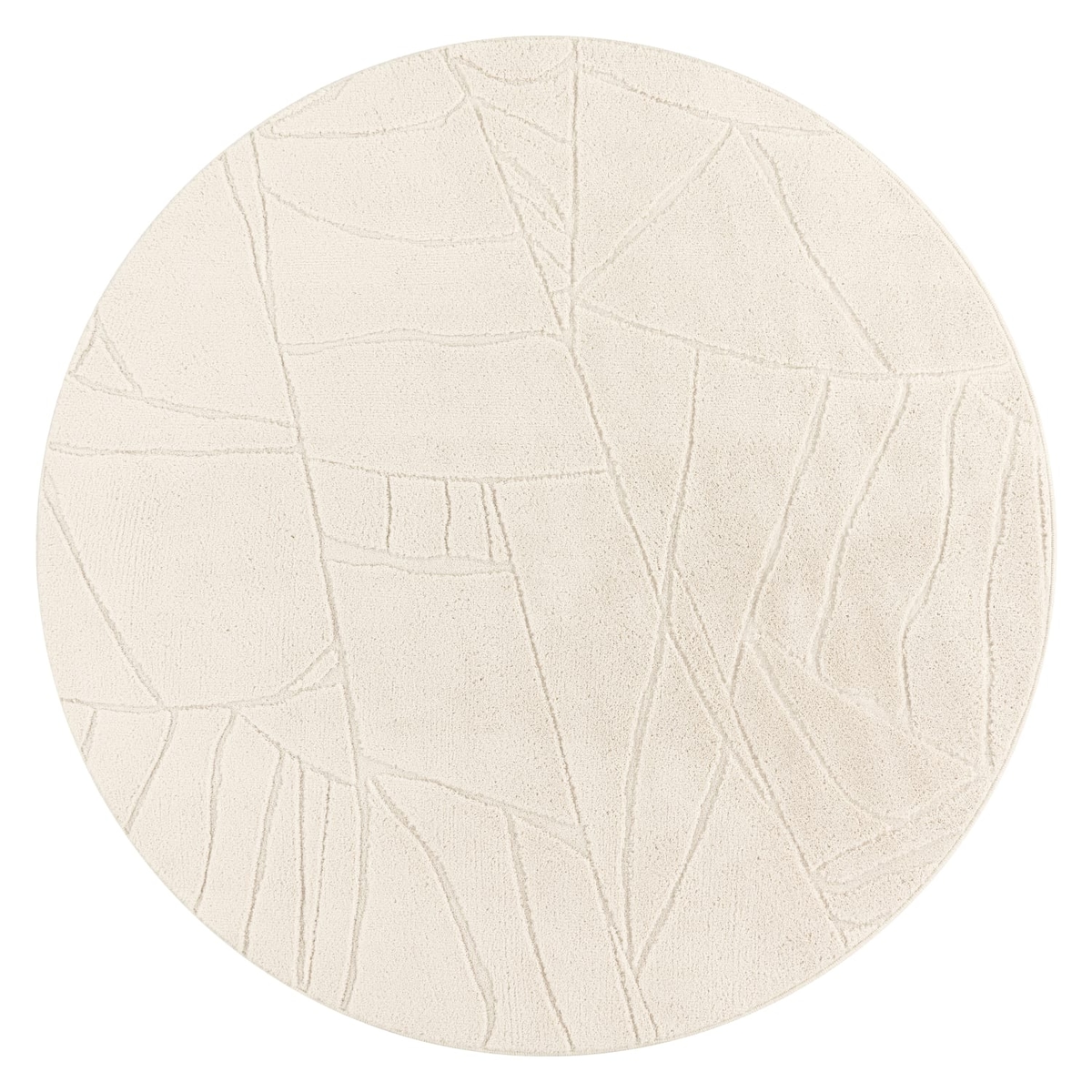 KADIMA DESIGN Teppich Kurzflor waschbar Struktur Wohnzimmer schmutzabweisend Creme Rund 160D | 100% Polyester | Florhöhe: 12 mm Image