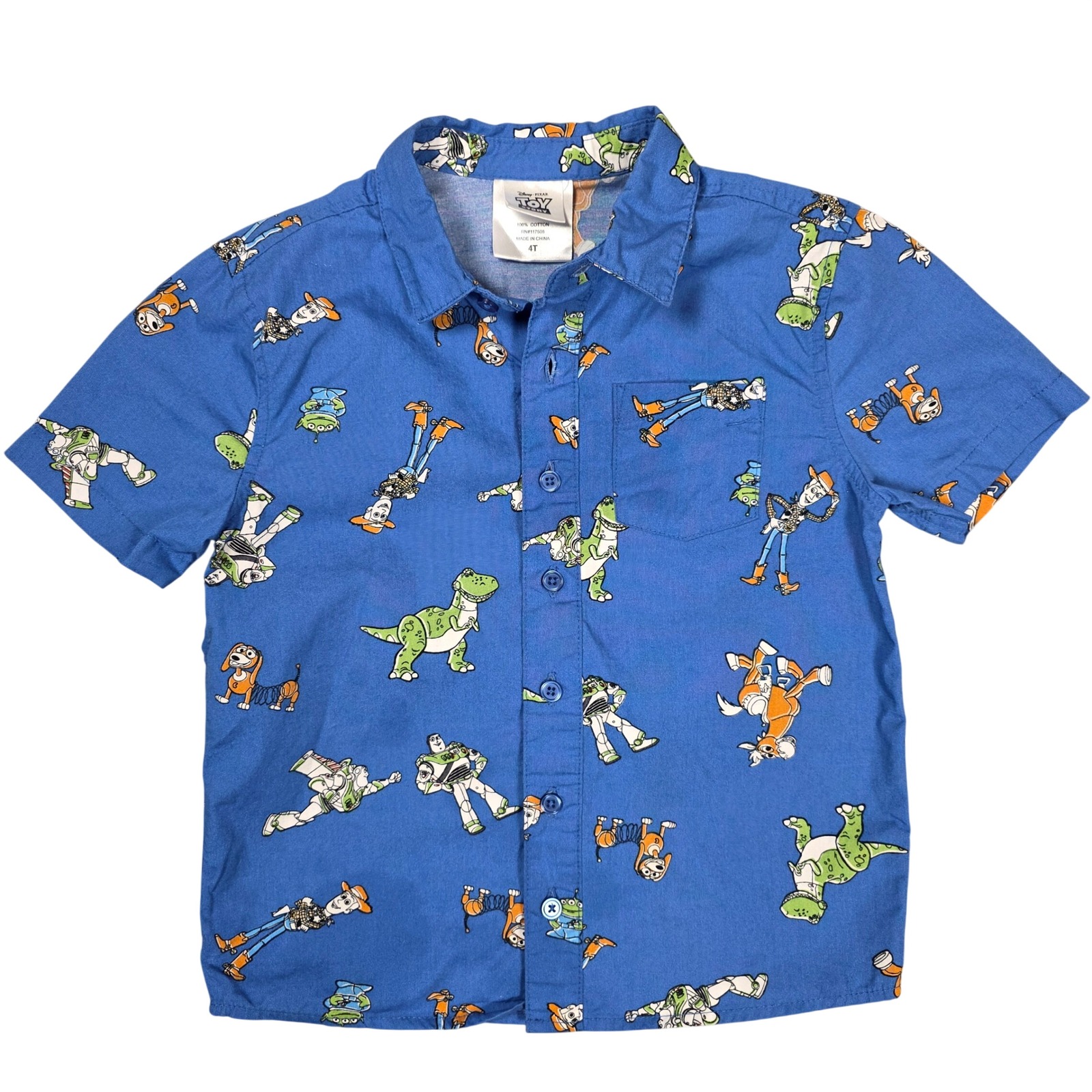 Disney Shirts & Tops | Disney Toy Story Shirt Kids 4t Blue Good Short Sleeve Button Down Buzz Woody | Color: Blue | Size: 4tg