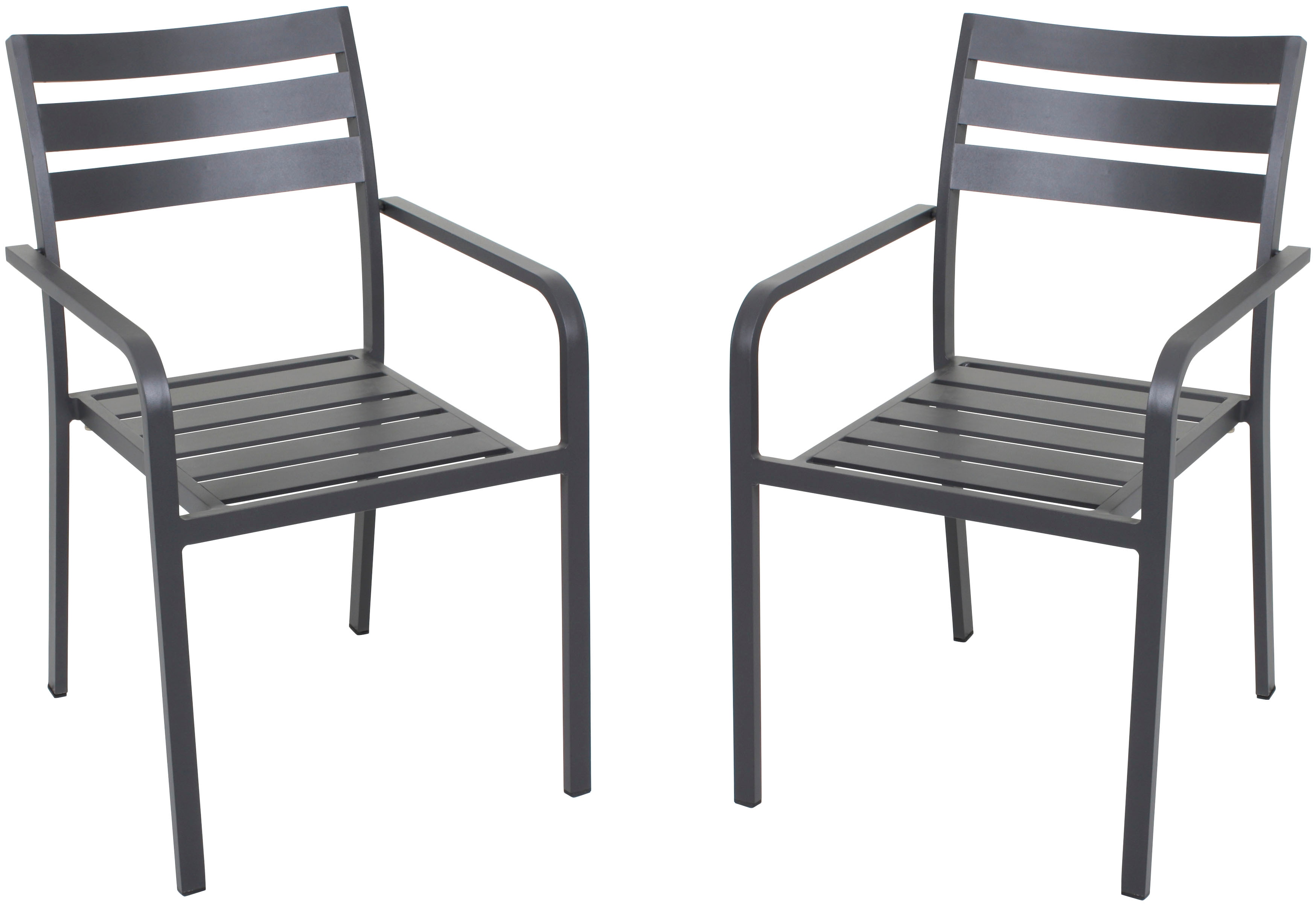 Stapelstuhl GARDEN PLEASURE "TREVISO", grau (anthrazit, anthrazit, anthrazit), B:55cm H:88cm T:63cm, Aluminium, Stühle, Stapelstuhl, 2er Set Image