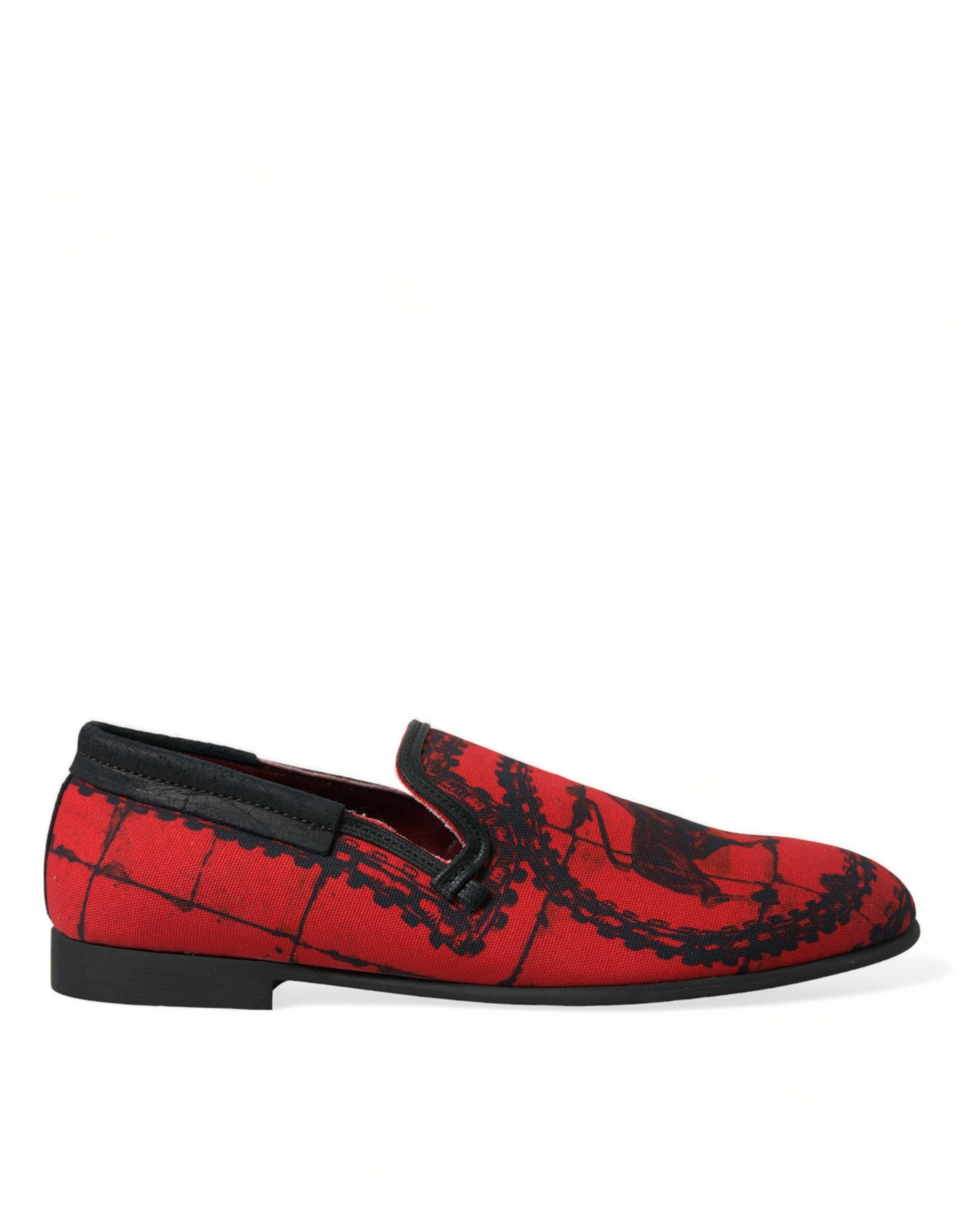 Dolce & Gabbana Rote Schwarze Torero Slipper Herren Schuhe