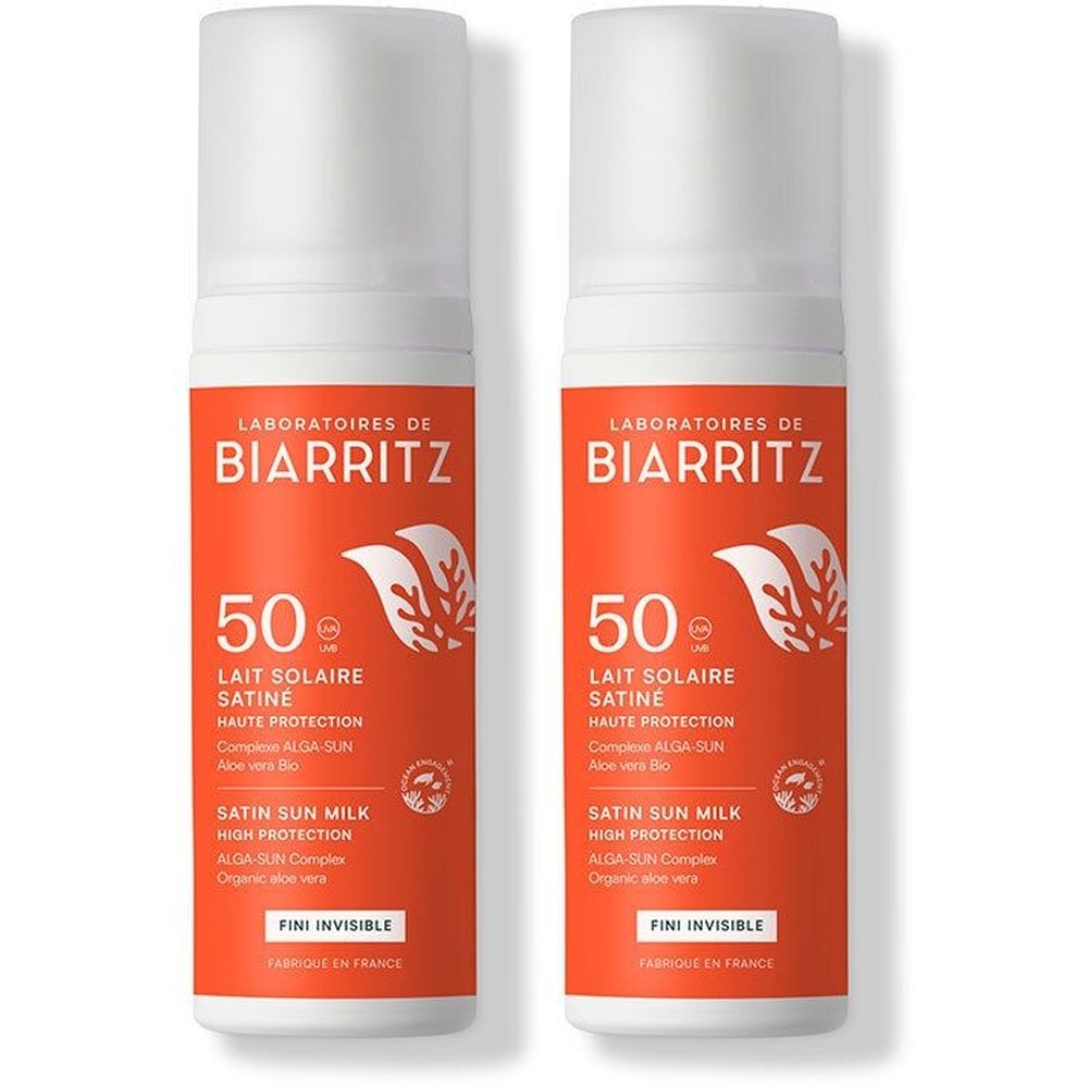 Laboratoires DE Biarritz Lait Solaire Satiné SPF 50 - solaire satiné haute protectio 2x100 ml Milch