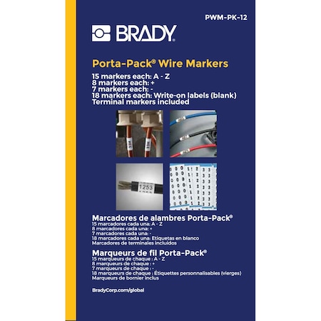 BRADY PWM-PK-12 Porta-Pack Wire Marker Book Repositionable Vinyl Cloth Legend: